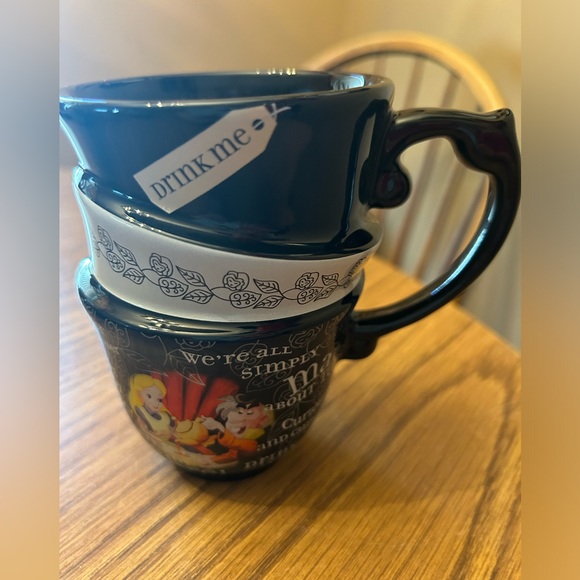 Disney Parks Mug Alice In Wonderland Coffee Mad Hatter Triple Stacked Tea Cup - Picture 1 of 9